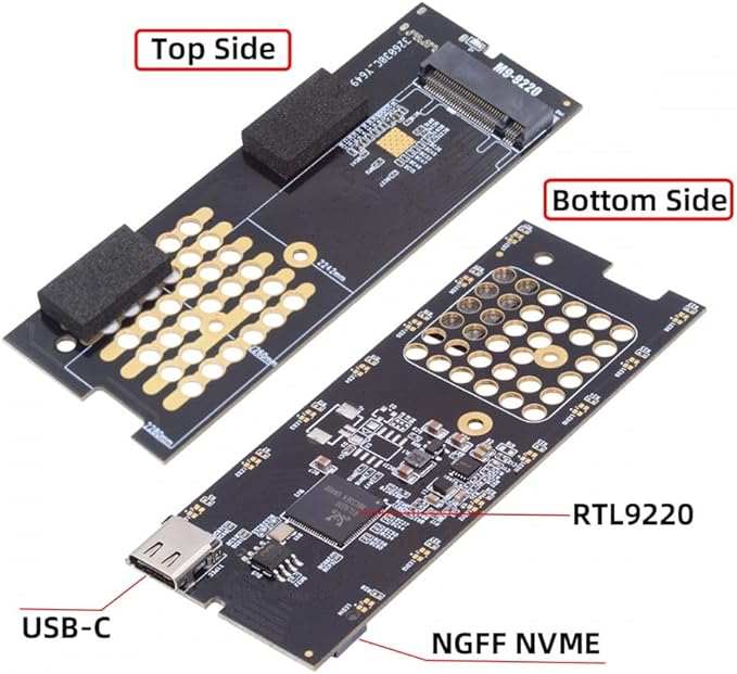CY Type-C USB3.2 USB4 20Gbps to M-Key M.2 NGFF NVME SATA SSD PCBA Enclosure 2280/2242/2260mm RTL9220