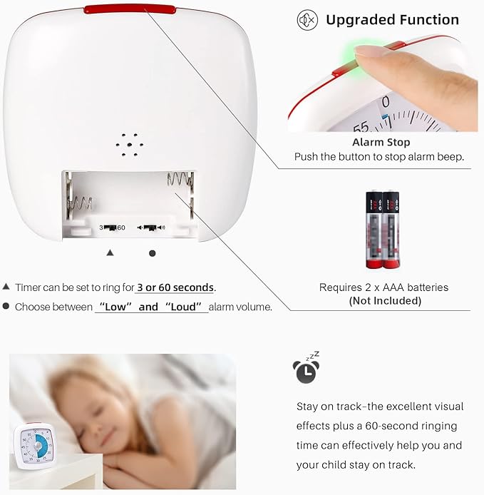 Secura 60-Minute Visual Timer, Silent Study Timer for Kids and Adults, Time Clocks, Time Management Countdown Timer for Teaching (Blue & White)
