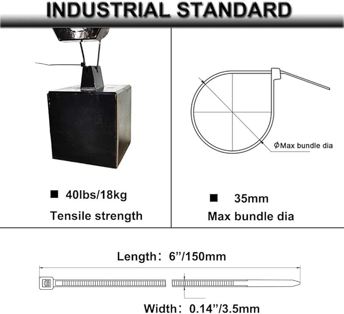 Strong Self Adhesive Wire Clips Cable Zip Tie Mounts 3/4" with 6 Inch Zipties Black UV Protection Outdoor 100 Pcs,Sticky Wire Fasteners Cable Guide Management Mounting Suqare Holder Anchor Base Small