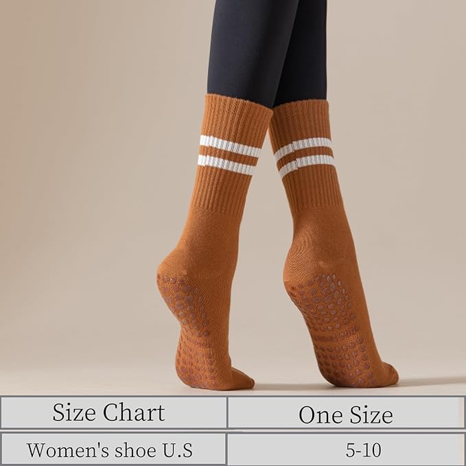Yoga Socks with Non-Slip Grips for Women - 4 Pairs Pilates, Barre, Gym, Dance Workout Anti-Skid Socks