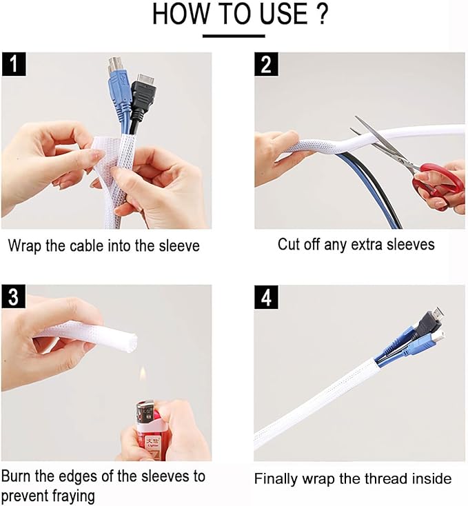 1/2 inch x 50ft Split Sleeve Wire Loom Tubing - Durable Cord Protector for USB, Power Cords, Audio/Video Cables | Chew-Proof Cable Sleeve to Protect Pets & Wires | Easy Installation, White