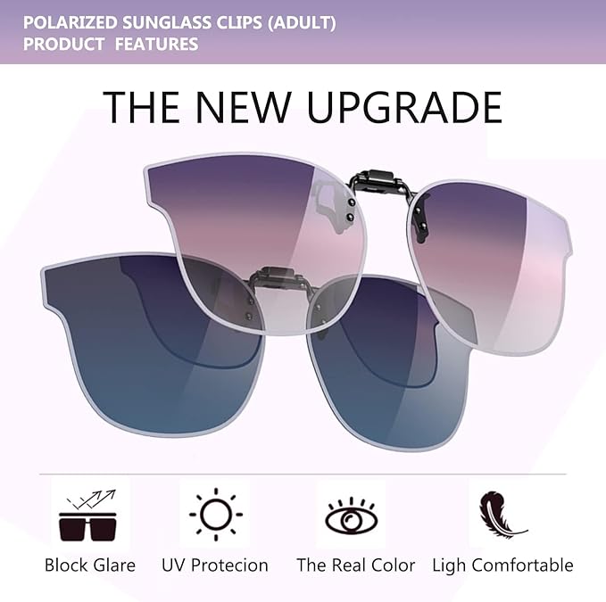 Night Driving Glasses and sunglasses Clip-On, Polarized Glare Reduce, High Definition Vision