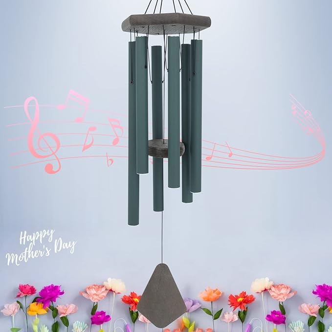 Large Wind Chimes for Outside, 30" Aluminium Wind Chime with Wind Catcher, Outdoor Garden Patio Decoration Windchimes, Classic Zen Gift for Men and Women Green