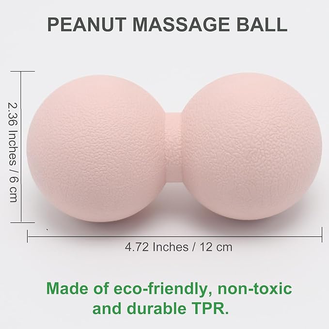 Hard Peanut Massage Ball, Double Lacrosse Massage Ball. Deep Tissue Massager Mobility Roller for Physical Therapy Myofascial Release Trigger Point Muscle Relax Pain Relief Acupressure (Pink)