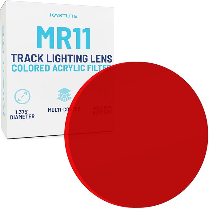 KastLite Red Acrylic Lens Filter for Halo Track Lighting | Track Light Head - Adjust The Color of Your Lighting | Common MR11 Bulb for Spotlight Fixtures
