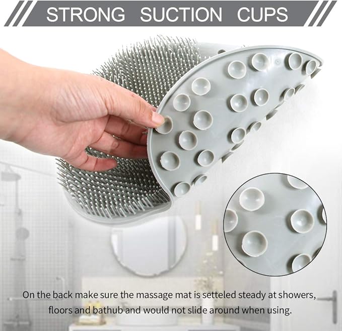 Vlike Shower Foot Scrubber Massager Mat Cleaner Improve Circulation Reduce Feet Pain Exfoliation, Feet Acupressure Mat with Non Slip Suction Cups, with 2pcs Seamless Hooks and 1pcs Foot File