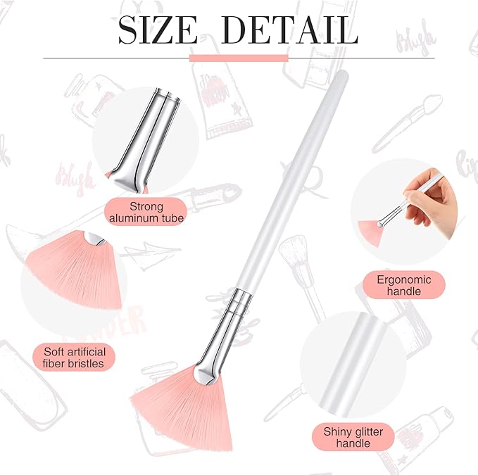 9 Pieces Facial Fan Mask Brushes, Soft Facial Applicator Brushes Tools for Peel Glycolic Makeup for Mud Cream(Pink, White)