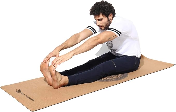 Shakti Warrior Cork Yoga Mat - Artist Designed, Premium Printed Eco-Friendly Non-Slip mat, Great for Regular & Hot Yoga, Pilates, Workouts 72 inch x 24 inch x 3mm Thick