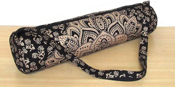 ICC Black Gold Mandala Full-Zip Exercise Yoga Mat Carry Bag Gym Beach Pilates Carrier Bags Hippie Mandala Indian Cotton Bag