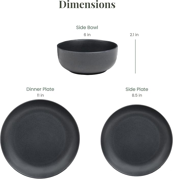 Larder & Vine 12-Piece Melamine Dinnerware Set: Durable, Lightweight, Break-Resistant Plates & Bowls – Stylish, Non-Toxic, Dishwasher Safe – Ideal for Everyday Use, Indoor & Outdoor Dining – Black