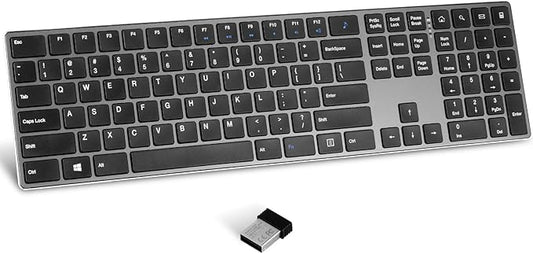 TIETI K01R Wireless Keyboard, 2.4G Slim and Compact Wireless Keyboard with Numeric Keypad, Long Battery Life, Lag-Free for PC Laptop Computer Windows, Space Grey