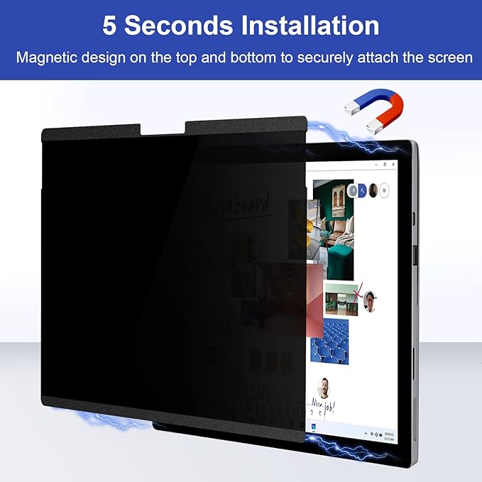 IPROKKO Privacy Screen for Surface Pro 7 Plus/7/6/5/4/(12.3 inch), Magnetic Removable Microsoft Surface Privacy Filter, Laptop Anti Glare Blue Light Screen Protector