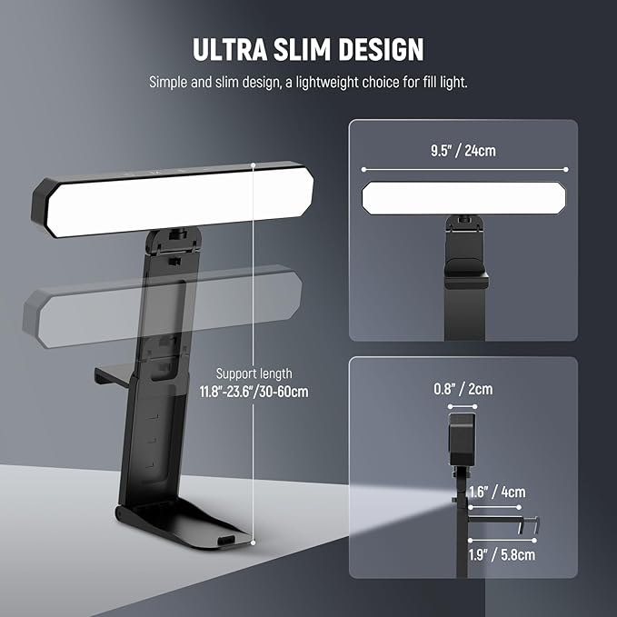 NEEWER Basics 6W Monitor Light Bar with Stand/Remote/Touch Control, Bi Color Dimmable LED Desk Lamp for Home Office Video Conference Lighting Computer Laptop Webcam Zoom Gaming Streaming Reading, L10