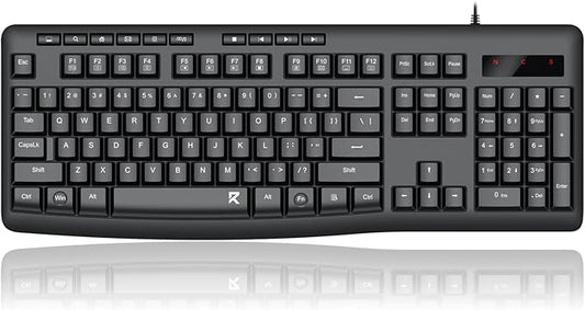 Redragon BK7366 Wired Keyboard,Multimedia USB Quiet Computer Keyboard,Silent Keyboard with Large Number Pad,Spill-Resistant,Anti-Wear Letters,Full Size for Laptop,Desktop