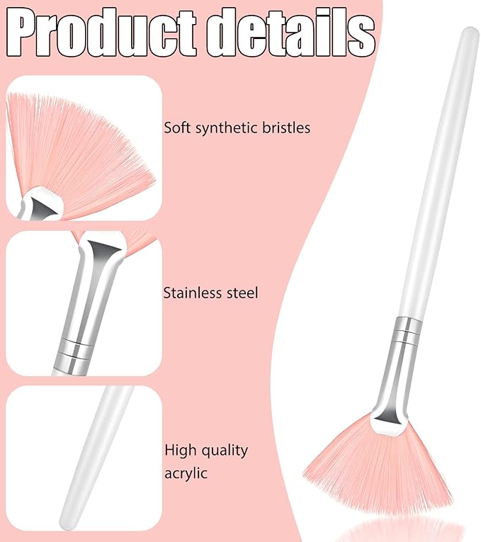 Patelai 14 Pieces Fan Brushes Applicator, Mask Brushes for Facial Makeup Tools for Face Cosmetic(Pink)
