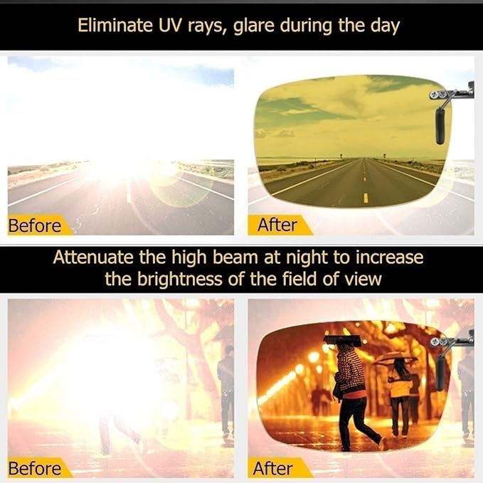 Junsika Polarized Clip On Sunglasses for Prescription Glasses Men Women Flip Up Rimless Black Sunglasses UV400 Protection