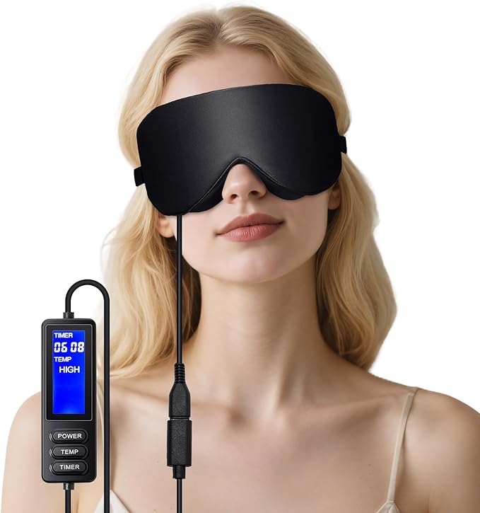 Heated Eye Mask for Dry Eyes, Improved Sleep, Warm Eye Compress for MGD, Dry Eye Syndrome, Chalazion Blepharitis Stye Eye Treatment, Steam Moist to Unclog Glands (Black)