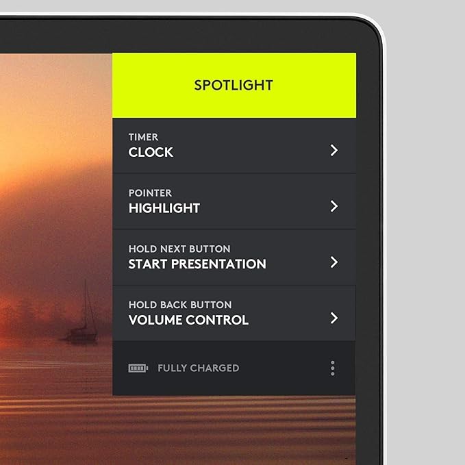 Logitech Spotlight Presentation Remote - Universal Wireless Presentation Clicker with Laser Pointer, Advanced Digital Highlighting, Bluetooth, 30 m Range and Quick Charging - Silver