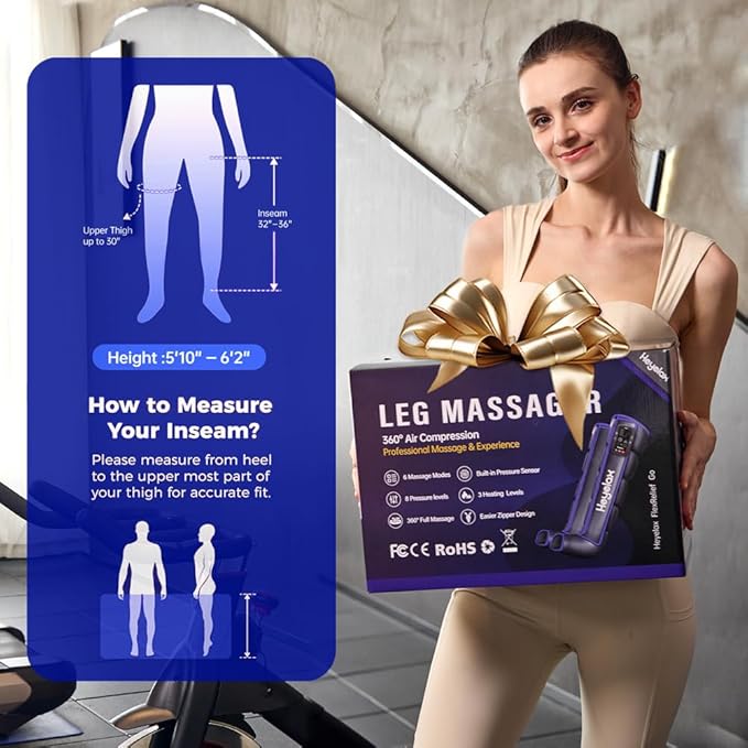 Leg Massager for Circulation and Pain Relief, Recovery Boots for Fast Therapy, Thigh Knee Calf & Foot Massager,Leg Compression Massager (Large,2-Pack)