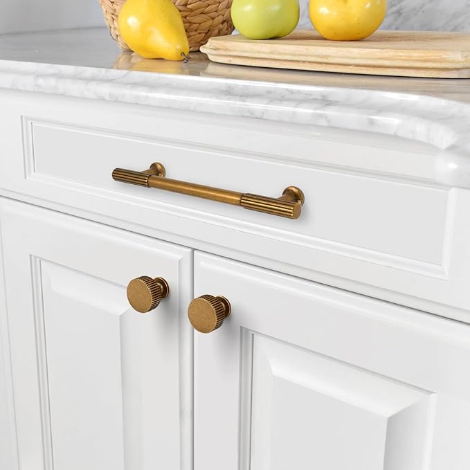 Amerdeco 10 Pack Antique Brass Cabinet Pulls 5 Inch(128MM) Hole Centers Kitchen Cabinet Handles Hardware Kitchen Handles for Cabinets Cupboard Handles Drawer Pulls ZH0071