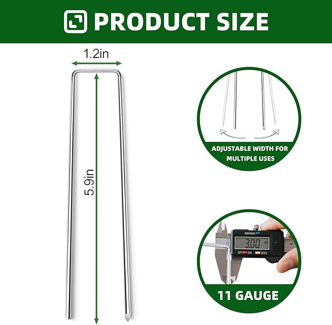 6 Inch Galvanized Landscape Staple, 11 Gauge Heavy Duty Garden Stakes for Barrier Fabric,Tent Stake,Plant Stakes Ground Anchors (25)