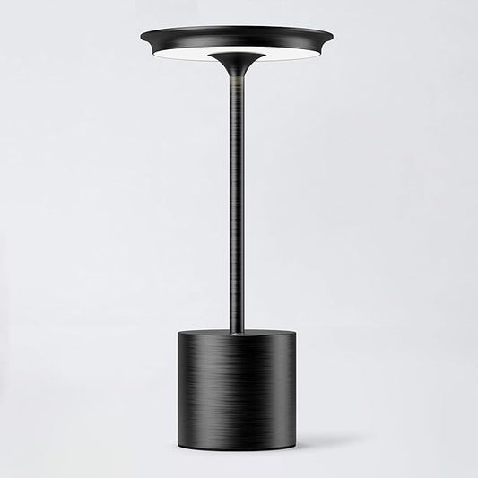 Cordless Table Lamp, Portable Rechargeable 6000mAh Outdoor Table Lamp, 3 Color Stepless Dimming Battery Powered Lamp, LED Table Light for Dinner/Restaurant/Outdoor (Black)