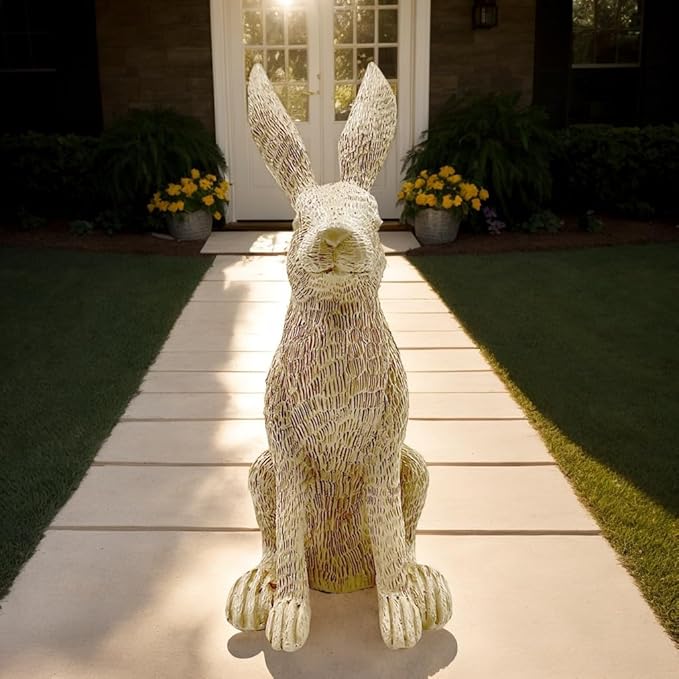 Charming Resin Rabbit Statue10.2 inch Decorative Figurine for Home & Garden, Modern Art Sculpture with Intricate Details, Perfect for Shelves, Tables, or Gardens （Brown）