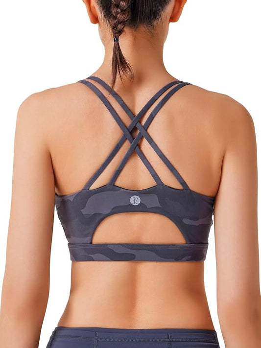RUNNING GIRL Sports Bras for Women,Padded Sports Bra Tank Top Sexy Crisscross Back High Impact Longline Workout Yoga Bra