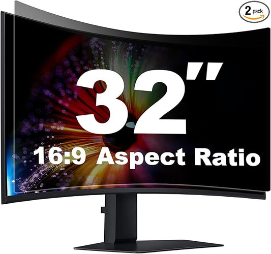 [2 Pack] 32 Inch Computer Privacy Screen for 16:9 Aspect Ratio Widescreen Monitor, Eye Protection Anti Glare Blue Light Filter Shield, Removable Anti-Scratch Anti Spy Protector