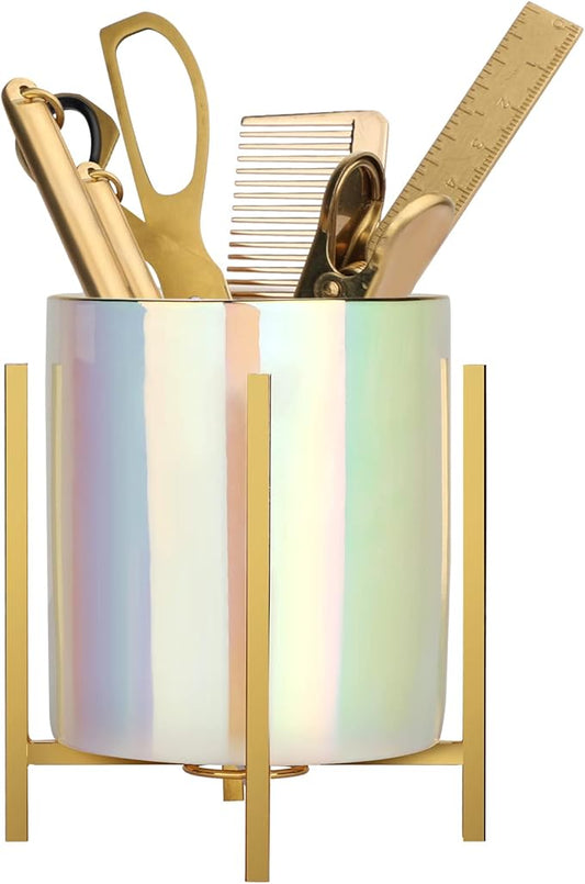 Pen holder for desk Sturdy Metal frame With Green Ceramic Pen Holder For Desks and kitchen Appliance Holders