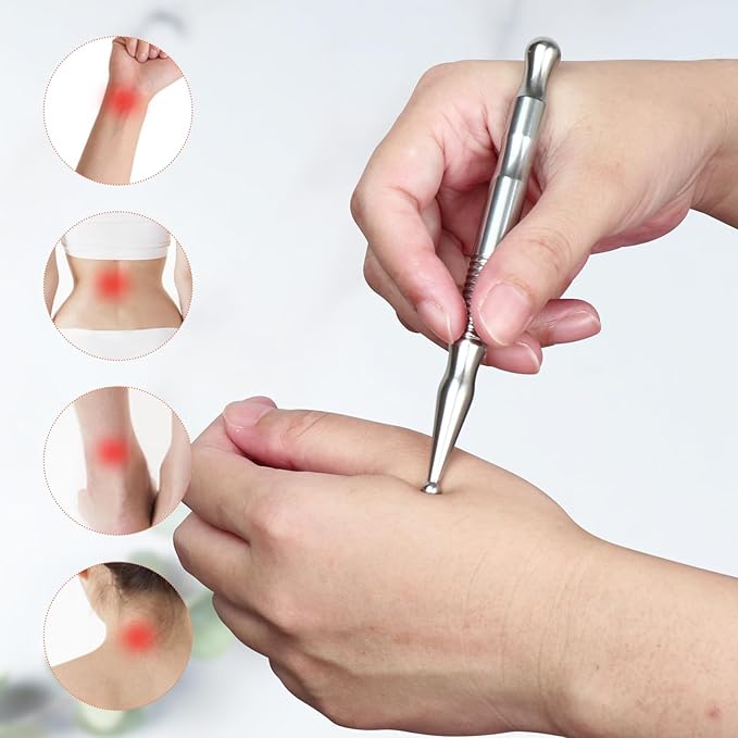 Stainless Steel Gua Sha Tool & Acupuncture Pen- Deep Tissue Massage & Pain Relief Therapy with Trigger Point - Full Body Self-Massage Acupressure Bar for Relaxation (JGS-3)