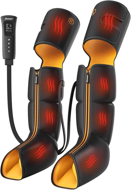 Leg Massager with Heat and Air Compression, Foot Calf & Thigh Massage for Circulation and Pain Relief, Sequential Compression Device for Swollen Legs, 3 Intensities 6 Modes - FSA HSA Eligible