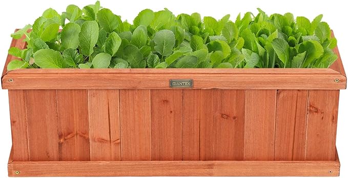 Nightcore Raised Garden Bed, Wooden Planter Box w/2 Drainage Holes, Water-Based Painting, Elevated Flower Box w/Detachable Bottom Panels for Herbs, Vegetables, Flowers Gardening (28.5” x 9.5” x 10”)