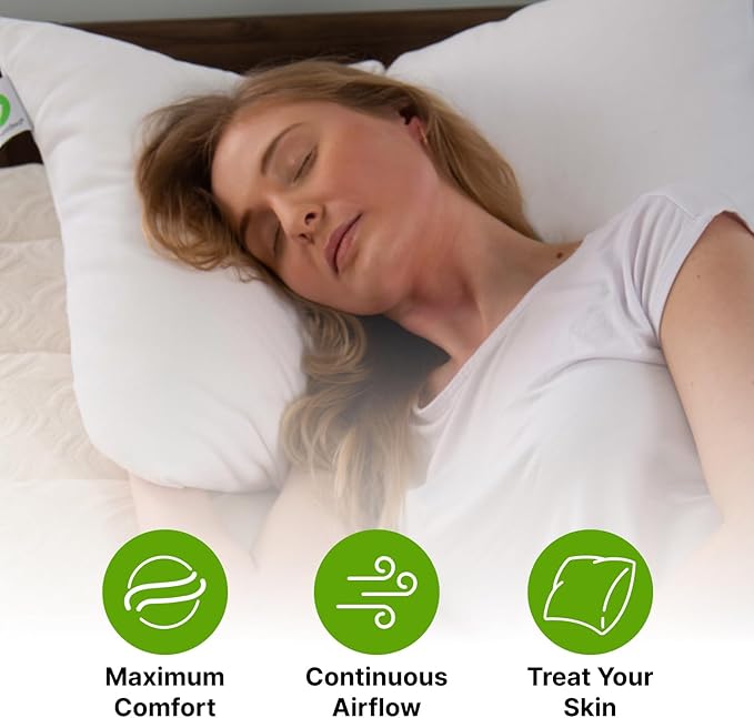 GhostBed Faux Down Pillow - Down Alternative with Breathable, Cool Microfiber Gel - Standard Size, 2-Pack