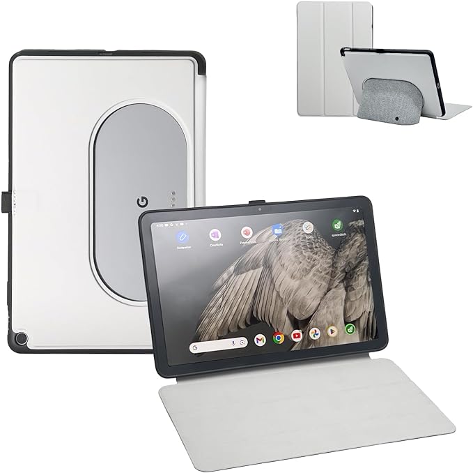 Penoval Google Pixel Tablet Case 11 inch (2023), Silicone Cover Case, Adjustable Viewing Angle, Easy Carry-on, Protective Cover Compatible with Charging Speaker Dock (Grey)