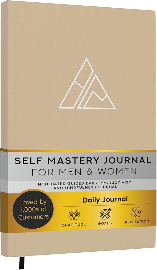 Self-Mastery Journal for Men - Gratitude Journal – 5 Minute Journals - Reflection Manifestation Journal for Mindfulness – Goal/Guided Gratitude Journel for Women & Men (Khaki)