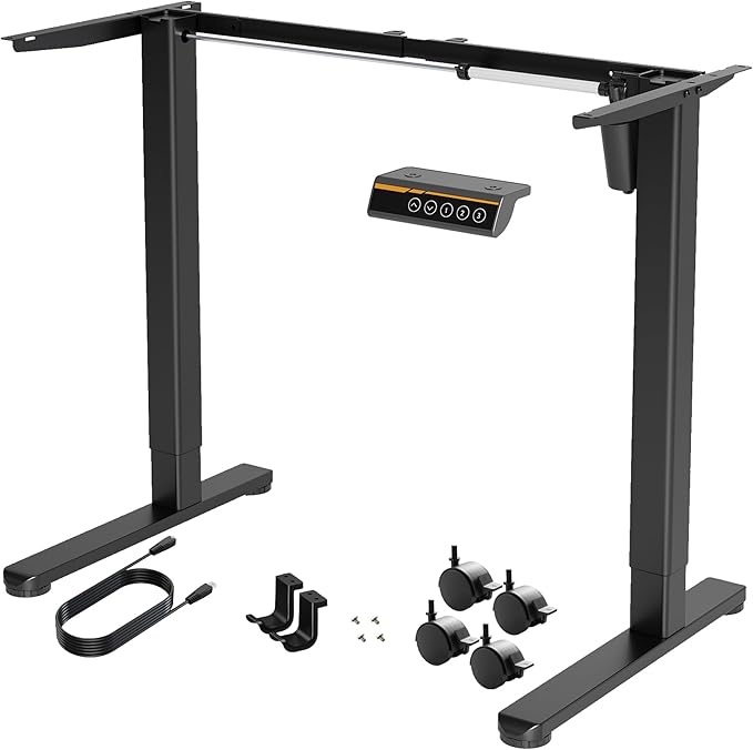 Claiks Standing Desk Frame, Electric Stand Up Desk Legs Frame Workstation Up to 63",C-Shaped Adjustable Standing Computer Desk for Home and Office, (Black Frame only)