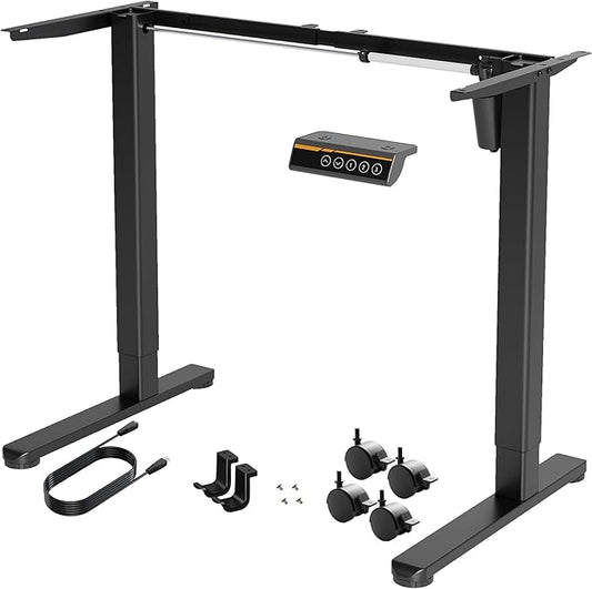 Claiks Standing Desk Frame, Electric Stand Up Desk Legs Frame Workstation Up to 63",C-Shaped Adjustable Standing Computer Desk for Home and Office, (Black Frame only)