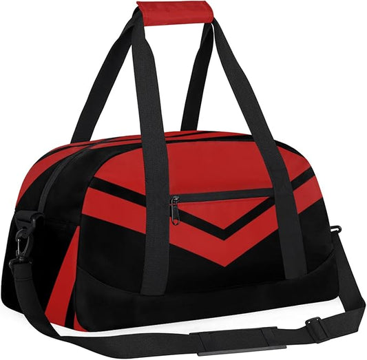 Sports Duffle Bags Red Black Travel Duffle Bag Waterproof Gym Weekender Overnight Carry On Bag for Dance, Yoga