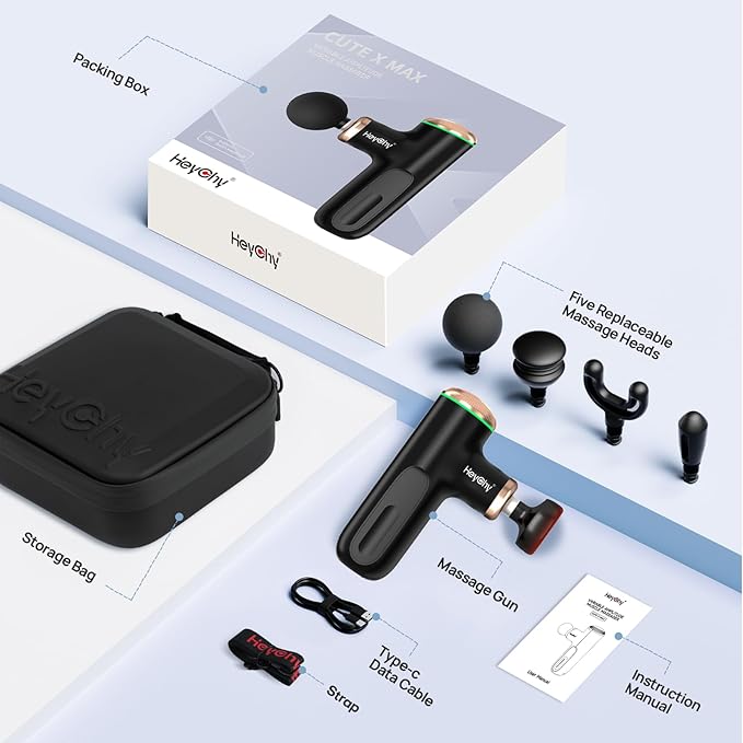 A1 Super Mini Massage Gun, Percussion Deep Tissues Muscle Massager (Heat-Black)