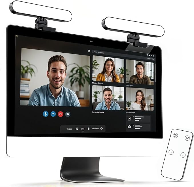 Monitor Light Bar for Computer & Laptop – Remote&Touch Control, Streaming Video Light, Adjustable Key Light for Desk & Zoom Meetings, Screen Lamp with Remote Control, USB Powered Computer Light