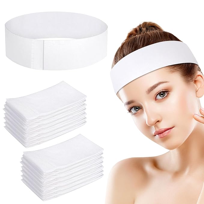 100 PCS Disposable Hairband for Women, Non-woven Fabric Spa Headband for Makeup, Travel, Securing Hair during Facial