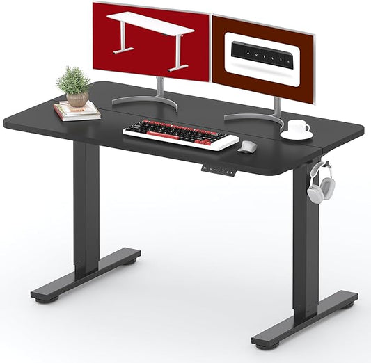 SANODESK Standing Desk Height Adjustable Electric Stand up Desk 48x24 Inches Sit Stand Home Office with Splice Board, Black Frame/Black Top
