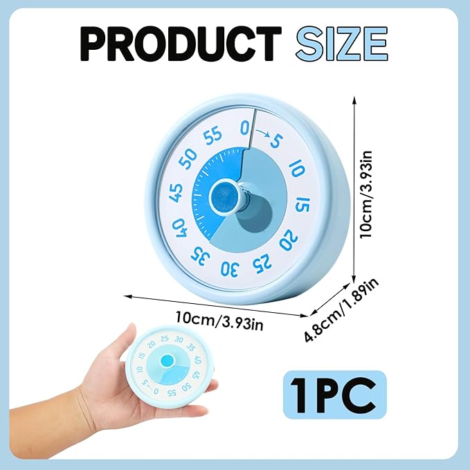 Visual Timer 60-Minute - Silent Countdown for ADHD, Kids, Self-Discipline Tool for Classroom, Kitchen & Homeschool Time Management
