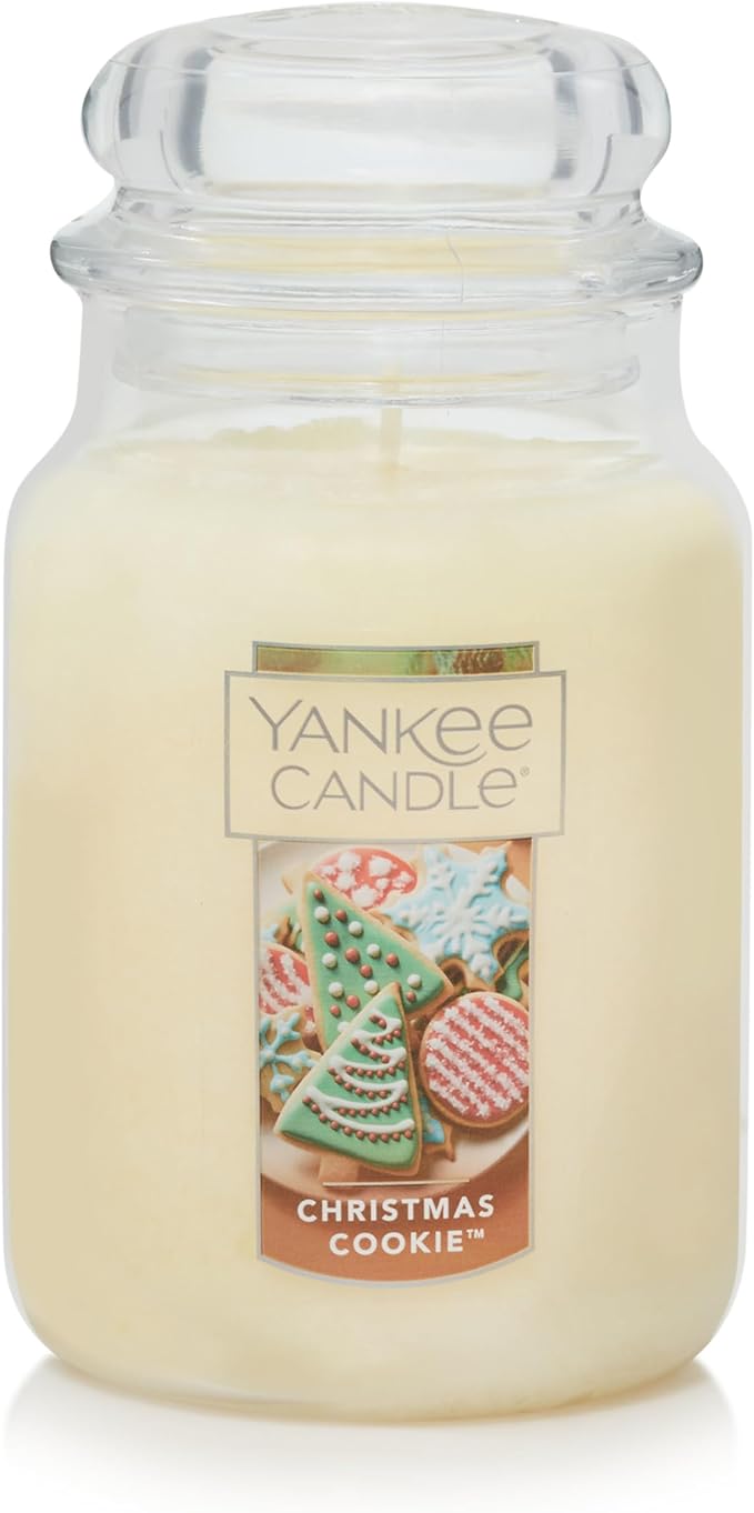 Yankee Candle Christmas Cookie Scented Classic 22oz Large Jar Single Wick Candle Over 110 Hours of Burn Time Perfect for Holiday Gifting and Celebration