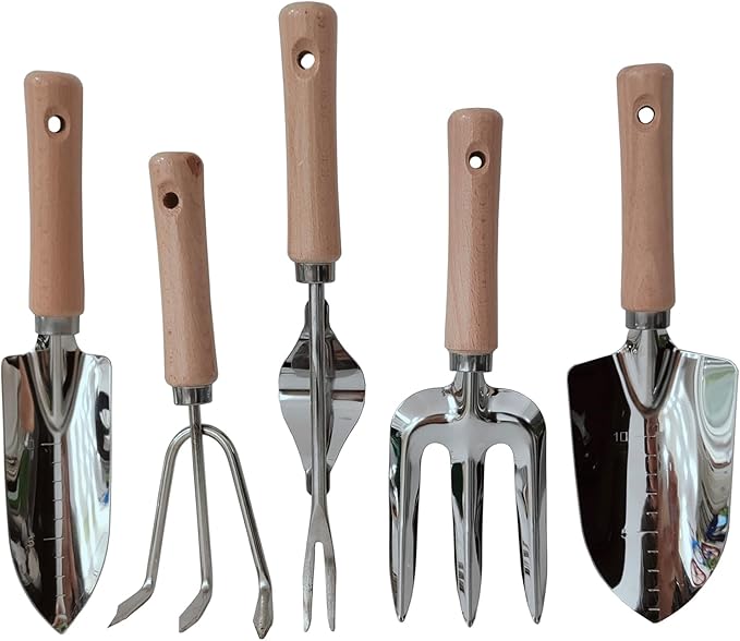 Gardening Tool, Includes Trowels, Rakes, Weeding Tool, and Hand Fork for Digging, Planting, Weeding for(5pcs Garden Tool 02)