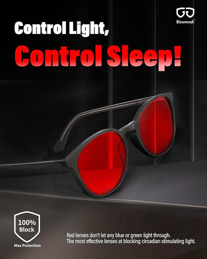 Bloomoak 99% Orange Blue Light Blocking Glasses,Retro Trendy Round Style,Relieve Eye Fatigue,Improve Sleep For Screens/Games