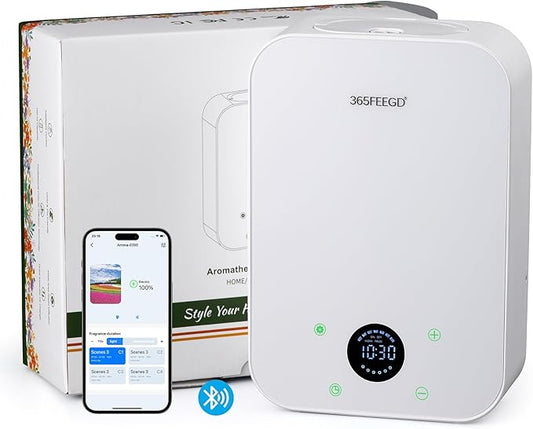 Waterless Oil Diffuser - Pure Essential Oil Diffuser with App Control - 150ml/1700 Sq.Ft. Coverage for Effective Aromatherapy in Home/Office/Hotel (White)