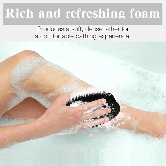 2 Pack Silicone Body Scrubber with Loofah Exfoliating Soft Body Shower Scrubber for Body, 2 in 1 Bath and Shampoo Wash Brush for Skin Exfoliation Men Women (Black&Blue)