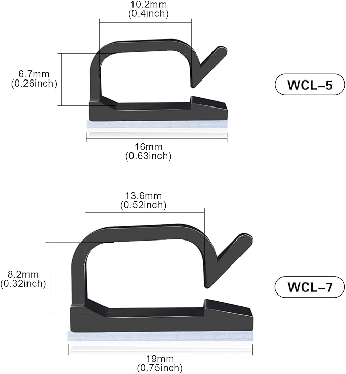 XHF 5/8” Adhesive Cable Wire Clips Black 60pcs, Cable Staples Outdoor Cable Management Wire Organizer Cord Holder for Under Desk, Car, Wall, TV PC Ethernet Cable